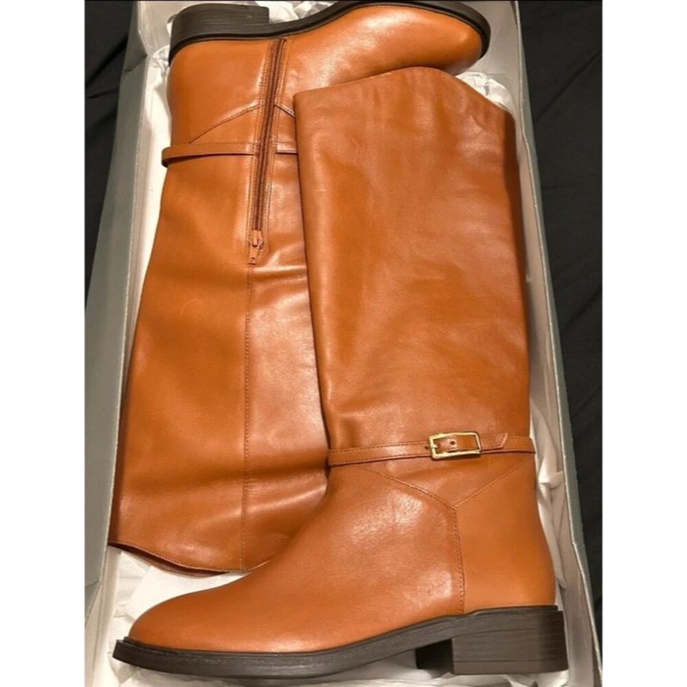 Arezzo Women's Mckenna Low Block Leather Roast Caramel Boots Retail $189 New